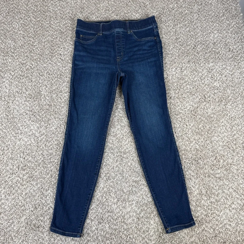 Spanx Jeans‎ Womens Large Dark Wash Blue Cotton Ankle Skinny High Rise 20342R